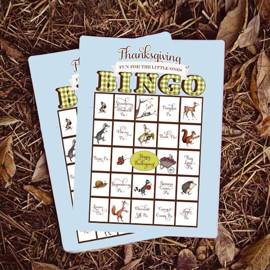 Through the Woods Thanksgiving Bingo Game