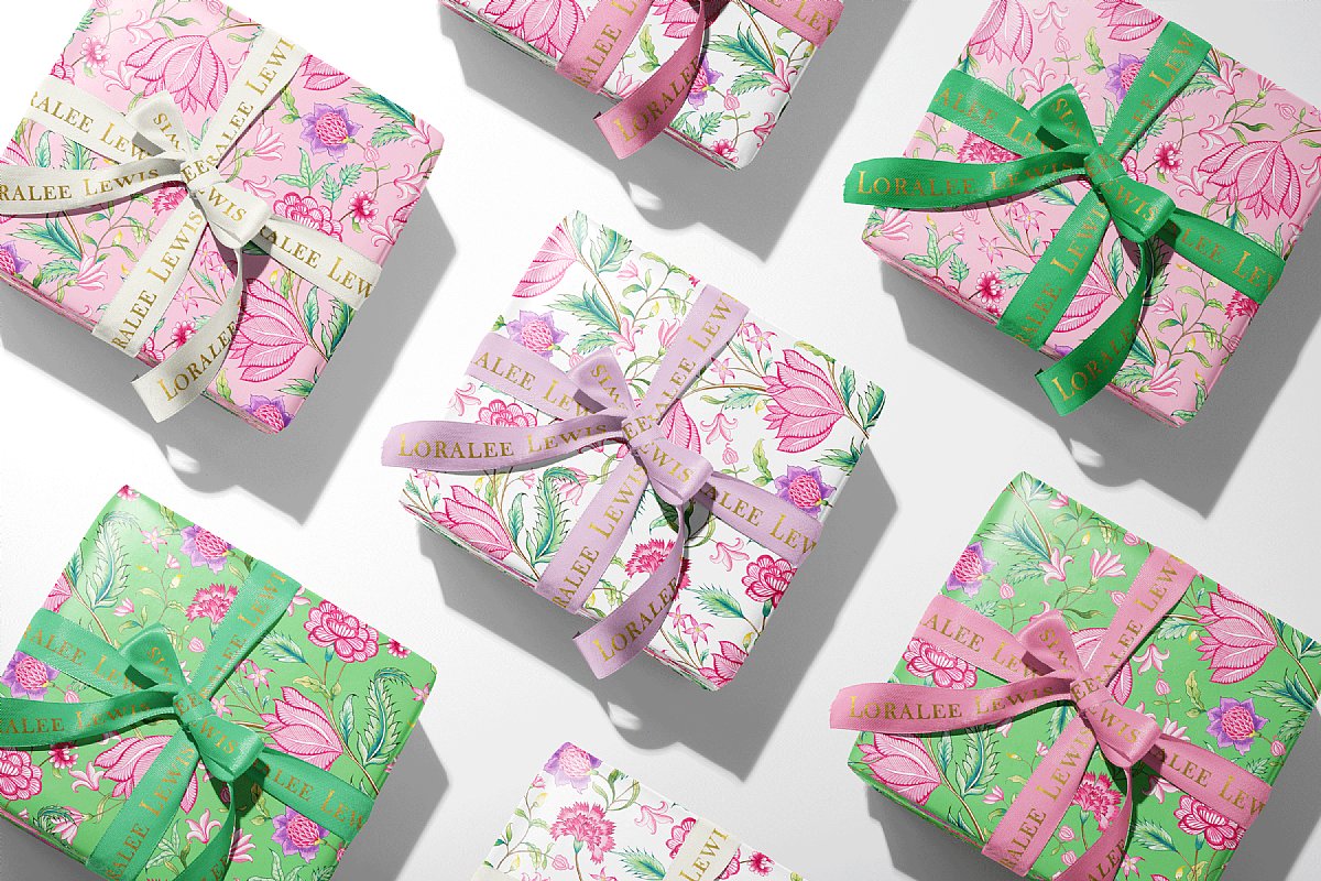 Celebrate It Pink & White Floral Gift Wrap - Each